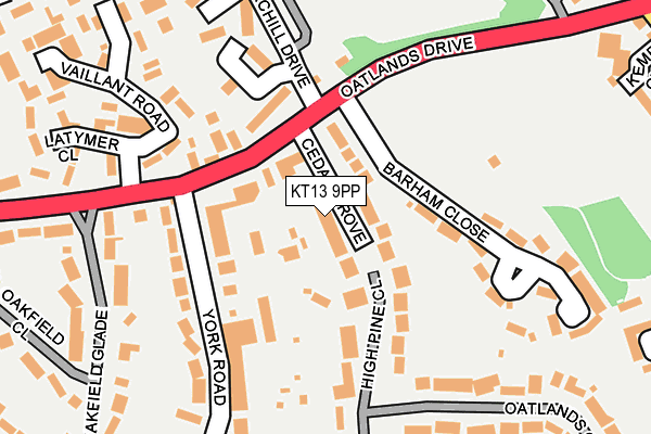 KT13 9PP map - OS OpenMap – Local (Ordnance Survey)
