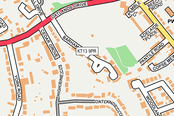 KT13 9PR map - OS OpenMap – Local (Ordnance Survey)