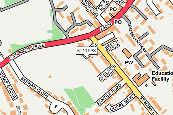 KT13 9PS map - OS OpenMap – Local (Ordnance Survey)