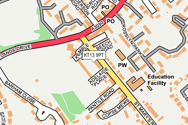 KT13 9PT map - OS OpenMap – Local (Ordnance Survey)
