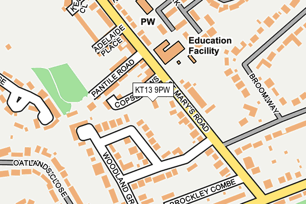 KT13 9PW map - OS OpenMap – Local (Ordnance Survey)