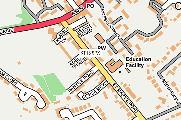 KT13 9PX map - OS OpenMap – Local (Ordnance Survey)