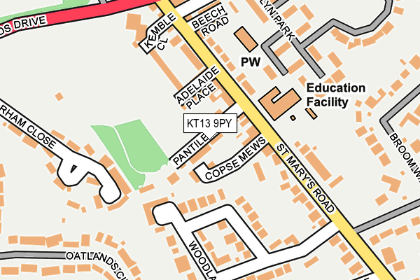 KT13 9PY map - OS OpenMap – Local (Ordnance Survey)