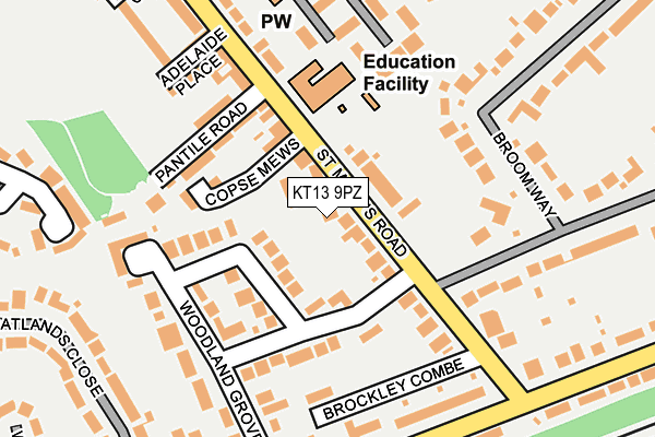 KT13 9PZ map - OS OpenMap – Local (Ordnance Survey)