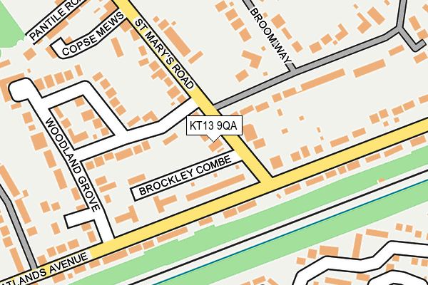 KT13 9QA map - OS OpenMap – Local (Ordnance Survey)