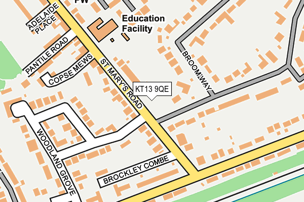 KT13 9QE map - OS OpenMap – Local (Ordnance Survey)