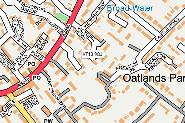 KT13 9QJ map - OS OpenMap – Local (Ordnance Survey)