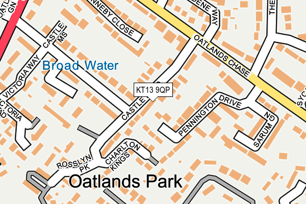 KT13 9QP map - OS OpenMap – Local (Ordnance Survey)