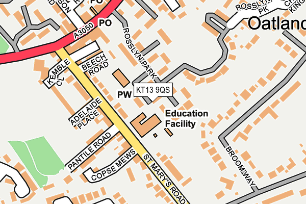 KT13 9QS map - OS OpenMap – Local (Ordnance Survey)