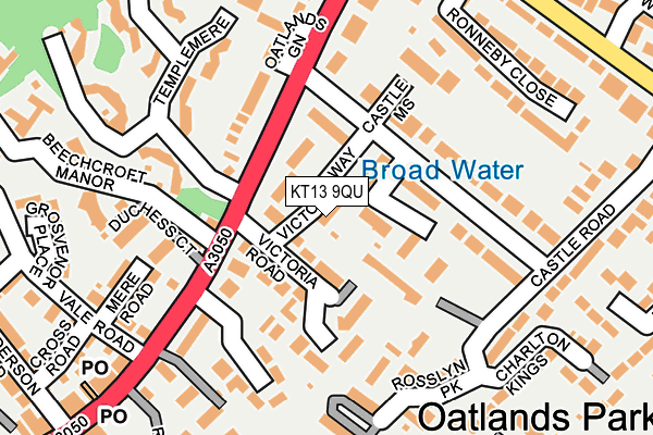 KT13 9QU map - OS OpenMap – Local (Ordnance Survey)