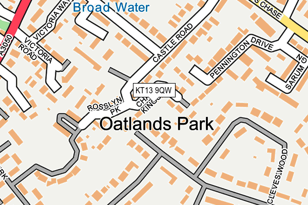 KT13 9QW map - OS OpenMap – Local (Ordnance Survey)