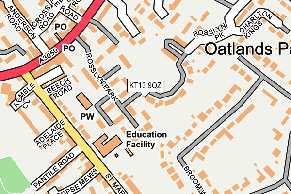 KT13 9QZ map - OS OpenMap – Local (Ordnance Survey)