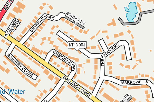 KT13 9RJ map - OS OpenMap – Local (Ordnance Survey)