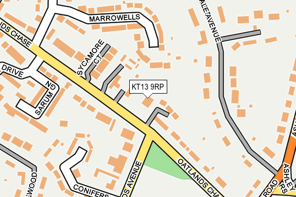 KT13 9RP map - OS OpenMap – Local (Ordnance Survey)