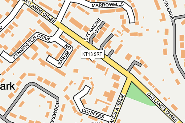 KT13 9RT map - OS OpenMap – Local (Ordnance Survey)