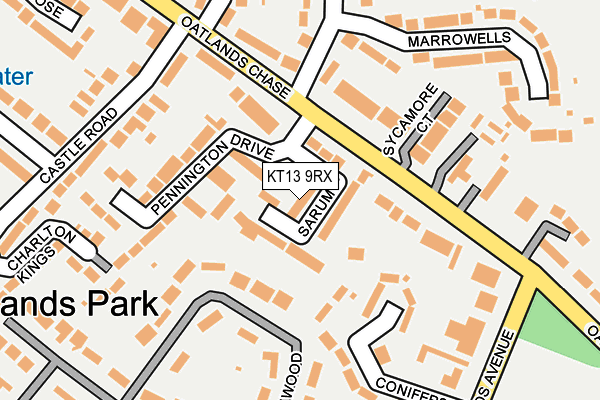 KT13 9RX map - OS OpenMap – Local (Ordnance Survey)