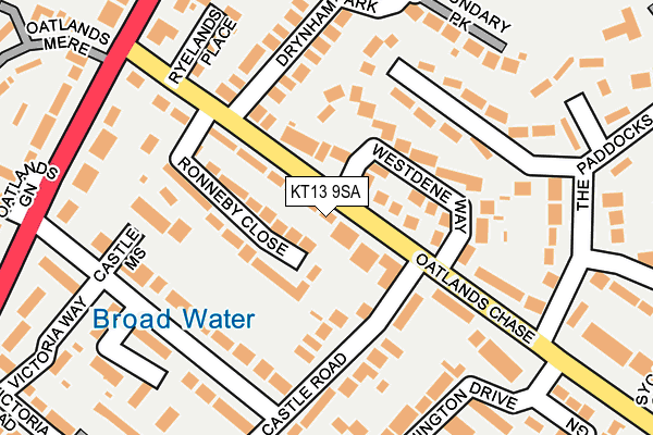 KT13 9SA map - OS OpenMap – Local (Ordnance Survey)