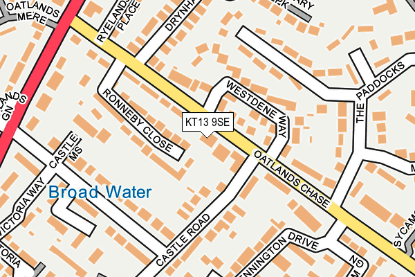 KT13 9SE map - OS OpenMap – Local (Ordnance Survey)