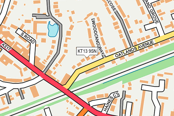 KT13 9SN map - OS OpenMap – Local (Ordnance Survey)