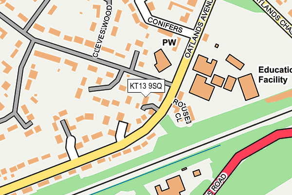 KT13 9SQ map - OS OpenMap – Local (Ordnance Survey)