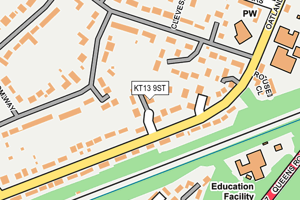 KT13 9ST map - OS OpenMap – Local (Ordnance Survey)
