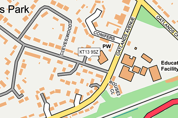 KT13 9SZ map - OS OpenMap – Local (Ordnance Survey)