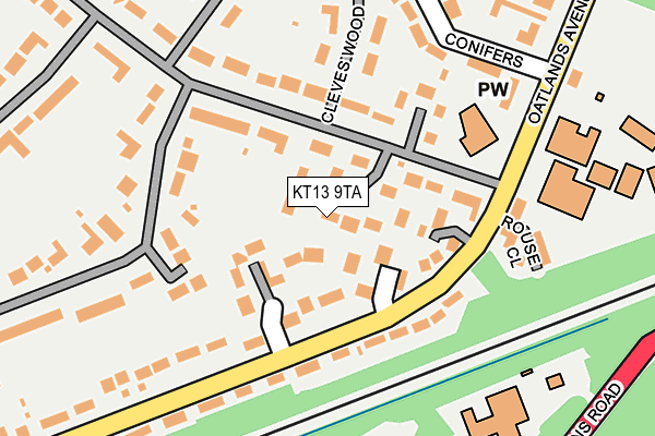 KT13 9TA map - OS OpenMap – Local (Ordnance Survey)