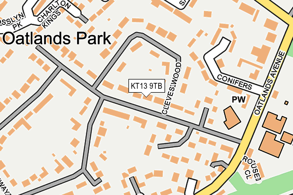 KT13 9TB map - OS OpenMap – Local (Ordnance Survey)