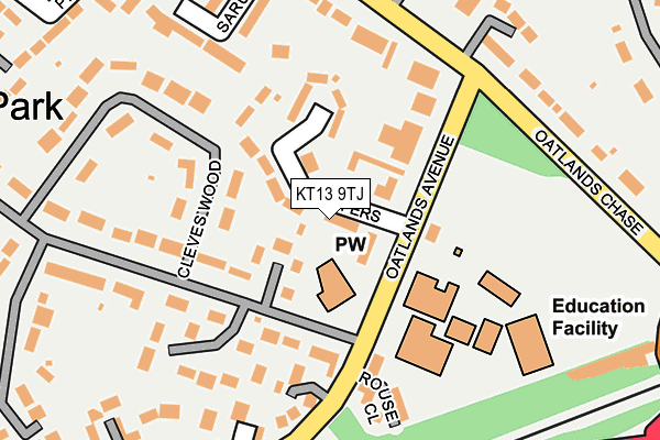 KT13 9TJ map - OS OpenMap – Local (Ordnance Survey)