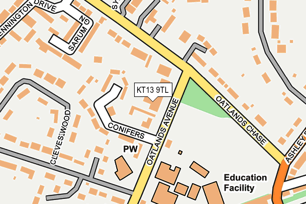 KT13 9TL map - OS OpenMap – Local (Ordnance Survey)