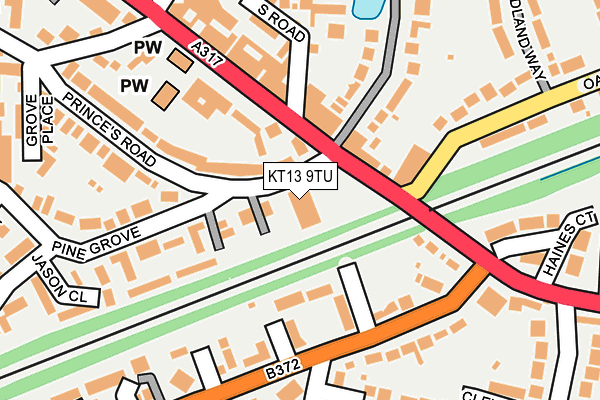 KT13 9TU map - OS OpenMap – Local (Ordnance Survey)