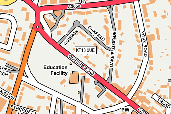 KT13 9UE map - OS OpenMap – Local (Ordnance Survey)