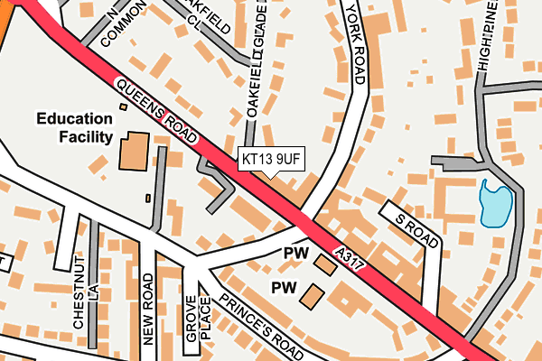KT13 9UF map - OS OpenMap – Local (Ordnance Survey)