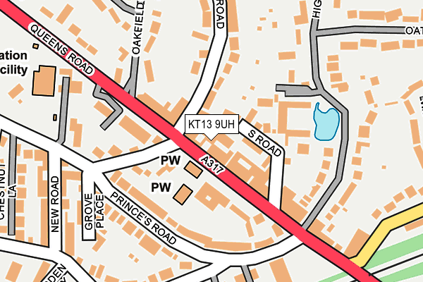 KT13 9UH map - OS OpenMap – Local (Ordnance Survey)