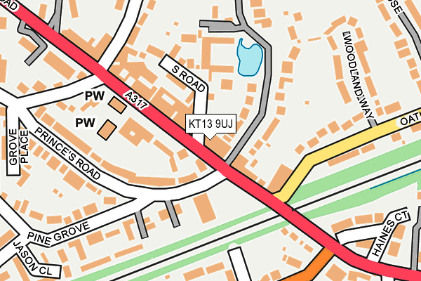 KT13 9UJ map - OS OpenMap – Local (Ordnance Survey)