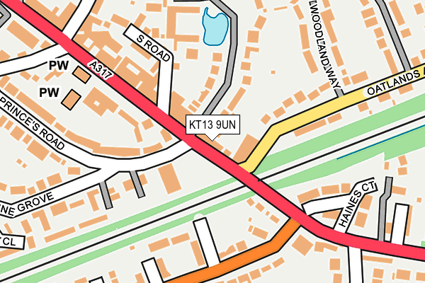 KT13 9UN map - OS OpenMap – Local (Ordnance Survey)