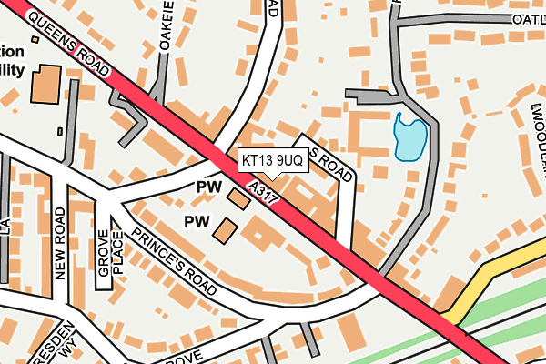 KT13 9UQ map - OS OpenMap – Local (Ordnance Survey)