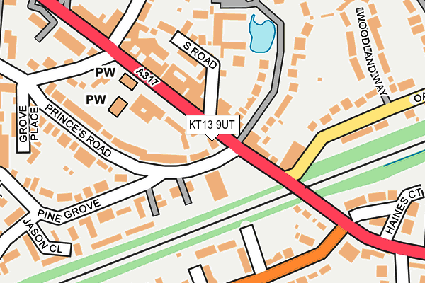 KT13 9UT map - OS OpenMap – Local (Ordnance Survey)