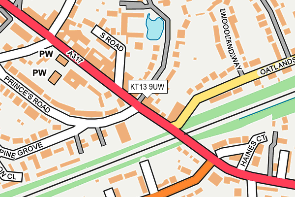 KT13 9UW map - OS OpenMap – Local (Ordnance Survey)