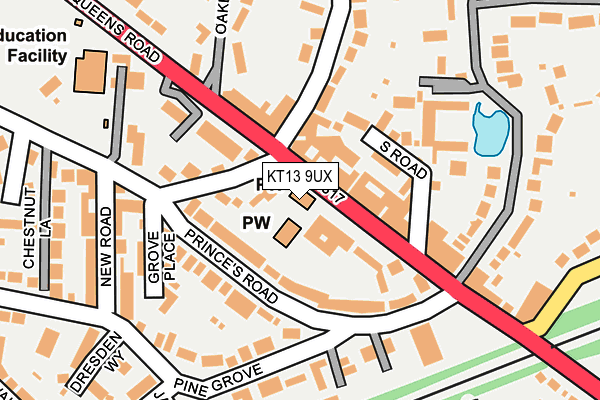 KT13 9UX map - OS OpenMap – Local (Ordnance Survey)