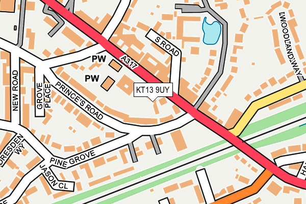 KT13 9UY map - OS OpenMap – Local (Ordnance Survey)