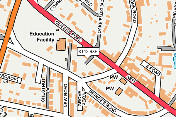 KT13 9XF map - OS OpenMap – Local (Ordnance Survey)