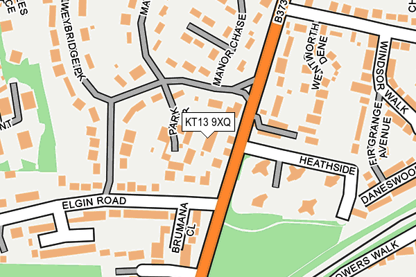 KT13 9XQ map - OS OpenMap – Local (Ordnance Survey)