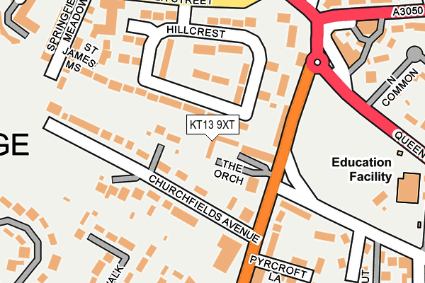 KT13 9XT map - OS OpenMap – Local (Ordnance Survey)