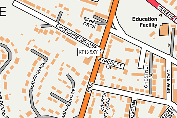 KT13 9XY map - OS OpenMap – Local (Ordnance Survey)