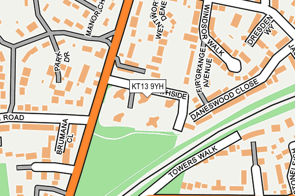 KT13 9YH map - OS OpenMap – Local (Ordnance Survey)