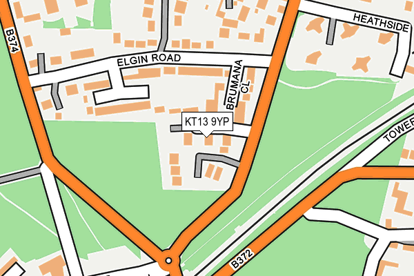 KT13 9YP map - OS OpenMap – Local (Ordnance Survey)