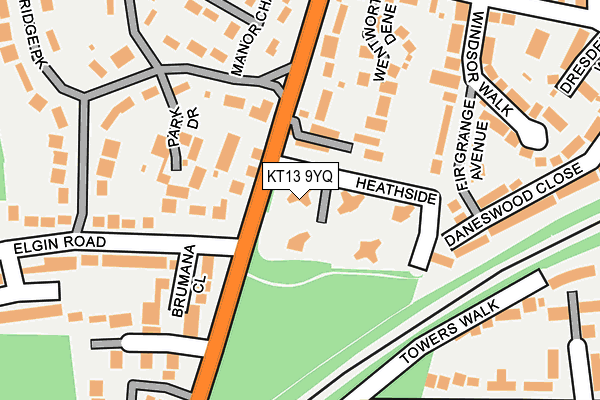 KT13 9YQ map - OS OpenMap – Local (Ordnance Survey)