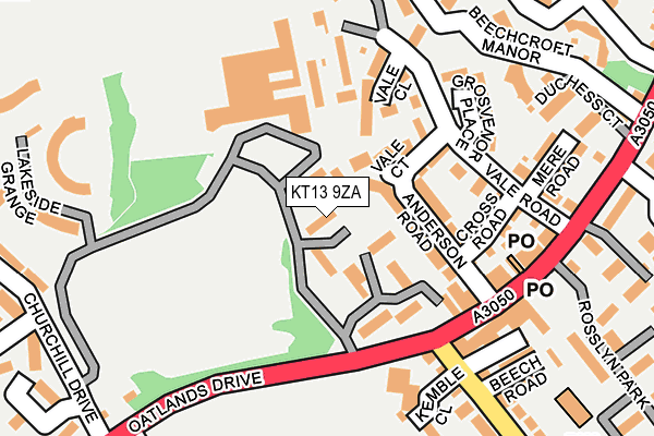 KT13 9ZA map - OS OpenMap – Local (Ordnance Survey)