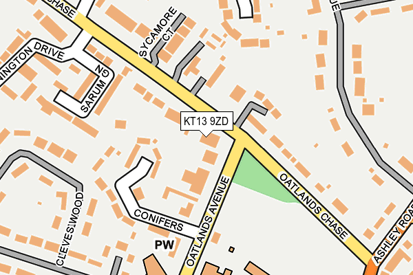 KT13 9ZD map - OS OpenMap – Local (Ordnance Survey)